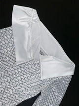 Women White Dress Sequined Plaid Bodycon Irregular Sleeves Lining