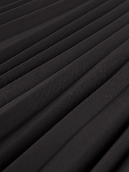 AOMEI Women A Line Black Pleated Midi Dresses