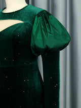 AOMEI Cut Out Glitter Velvet Maxi Party Dress