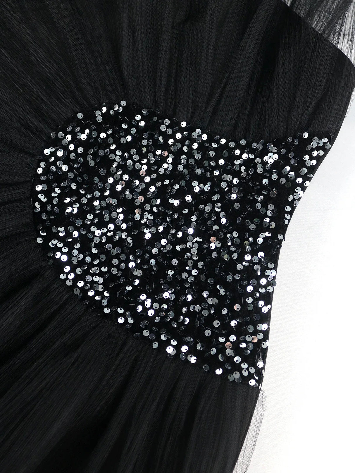AOMEI Sexy Tube Top Ruffles Peplum Sequin Black Dress
