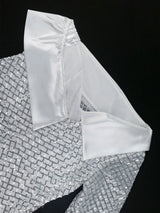 AOMEI Women White Sequined Plaid Bodycon Dress