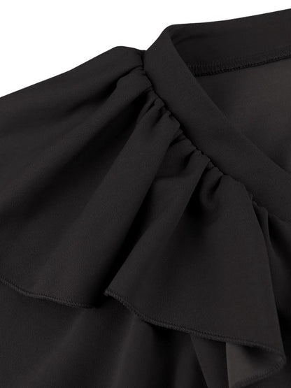 AOMEI Women A Line Black Pleated Midi Dresses