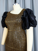 AOMEI Asymmetrical Plaid Glitter Sequin Dress Midi