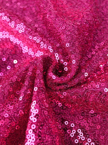 AOMEI Plus Size Fuchsia Sequin Tassel Dresses Midi