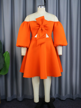 AOMEI Sexy Orange Big Bow Backless Club Dresses