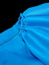 AOMEI Blue Cold Shoulder Party Blouse Ruffle