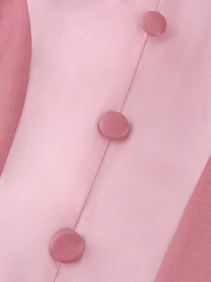 Women Short Puff Sleeve Pink Bodycon Party Dress Maxi