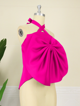 Party Big Bowtie Backless Halter Tops Ladies