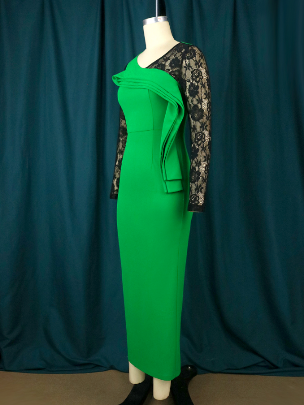 Women Green Long Bodycon Party Dress