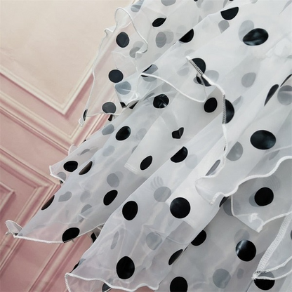 Polka Dot See Through Skirt Tops 2 Piece Set Girls