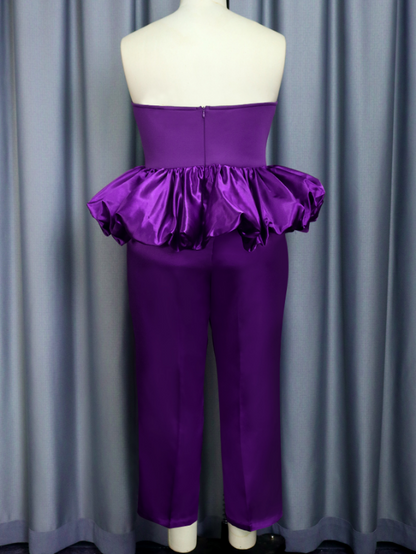 AOMEI Purple Shiny Two Piece Sets Strapless