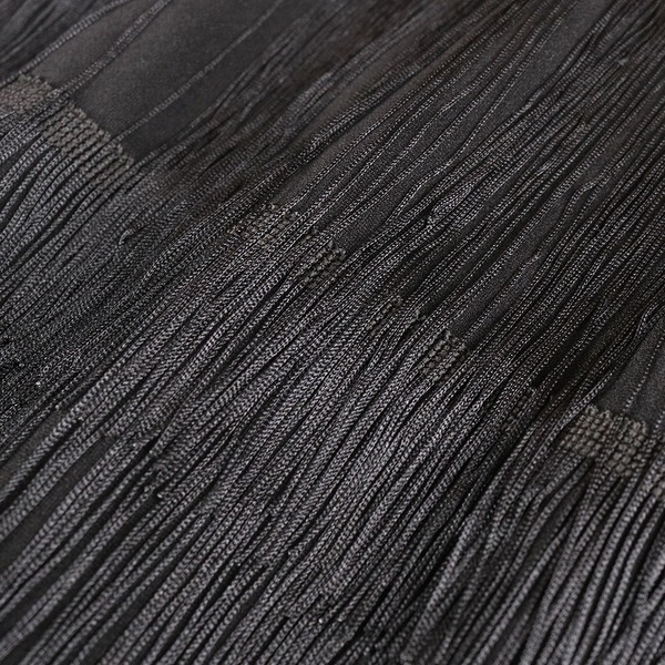 Black Tulle Patchwork See Through Sleeveless Fringe Dress