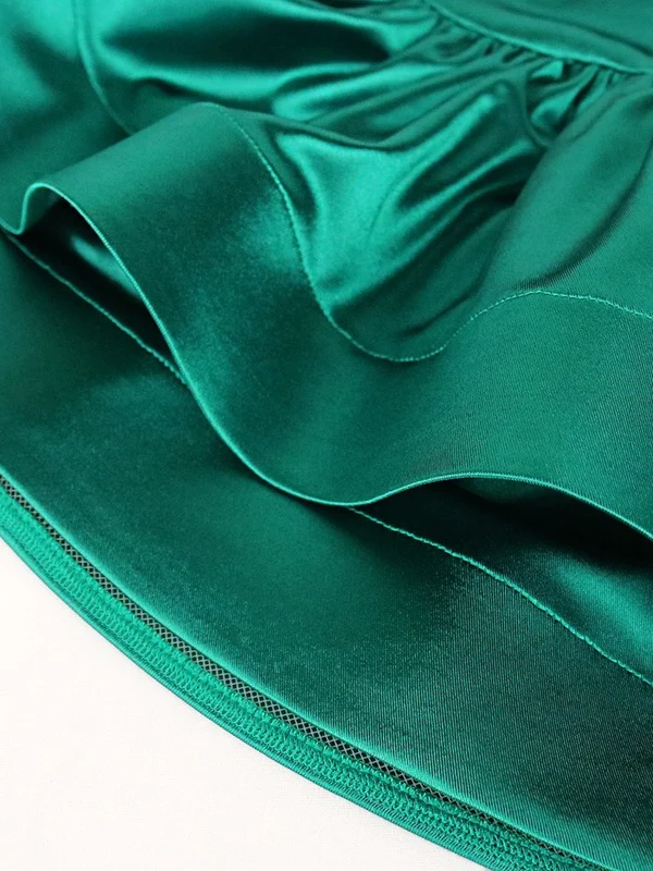 Green Party One Shoulder Folds Irregular Bodycon Dress