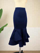 AOMEI Women High Waist Blue Mermaid Skirt