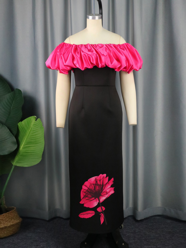 AOMEI Plus Size Floral Maxi Bithday Party Dress for Women