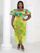 AOMEI Women Clolorful Printed Tassel Dress Maxi