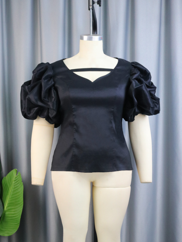 AOMEI Puff Sleeve Cut Out Blouses for Women
