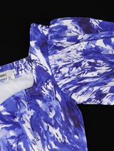 AOMEI Square Collar Short Sleeve Printed Peplum Dresses Midi