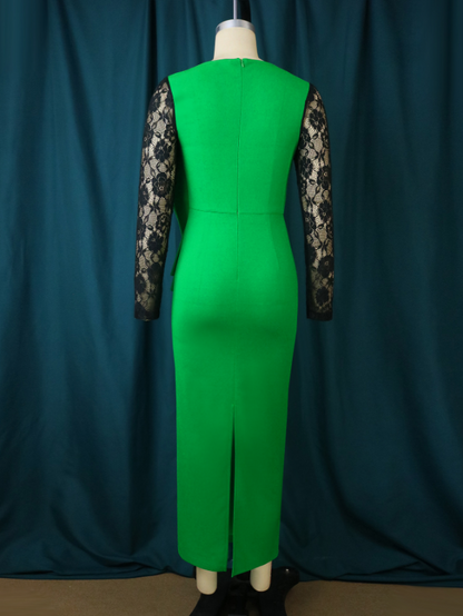 Women Green Long Bodycon Party Dress