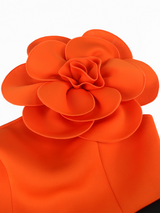 AOMEI Plus Size One Shoulder Dresses Rose Flower