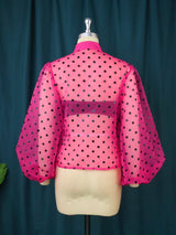 AOMEI Women Transparent Shirt Polka Dot Tops