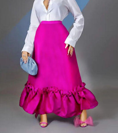 AOMEI Women High Waist Skirt Ruffles 2023 New