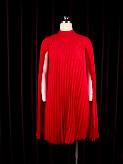 AOMEI Cloak Sleeves Pleated Loose Dress Mini