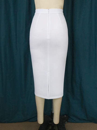 AOMEI High Waist Stylish Midi Office White Skirts Women