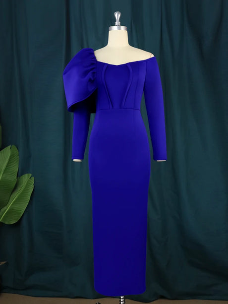 AOMEI Elegant Royal Blue Party Bare Shoulder Dress