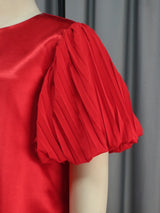 AOMEI Plus Size Red Shiny Loose Shirt Dresses Mini
