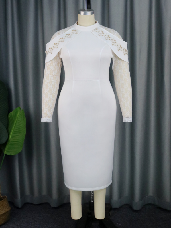 AOMEI Plus Size White Lace Wedding Guest Dresses 2023