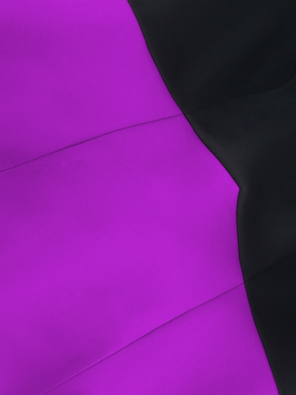 AOMEI Short Puff Sleeve Purple Black Patchwork Dresses Midi