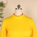 Yellow Half High Collar Sashes Ruffles Jumpsuit Ladies