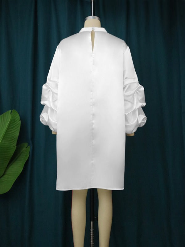 AOMEI White Loose Mini Dress 4XL For Women
